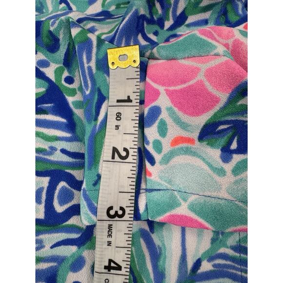 Lilly Pulitzer Donna Romper Dress Sz 2 Feel The Beat Engineered Pink Blue Preppy - Picture 9 of 16